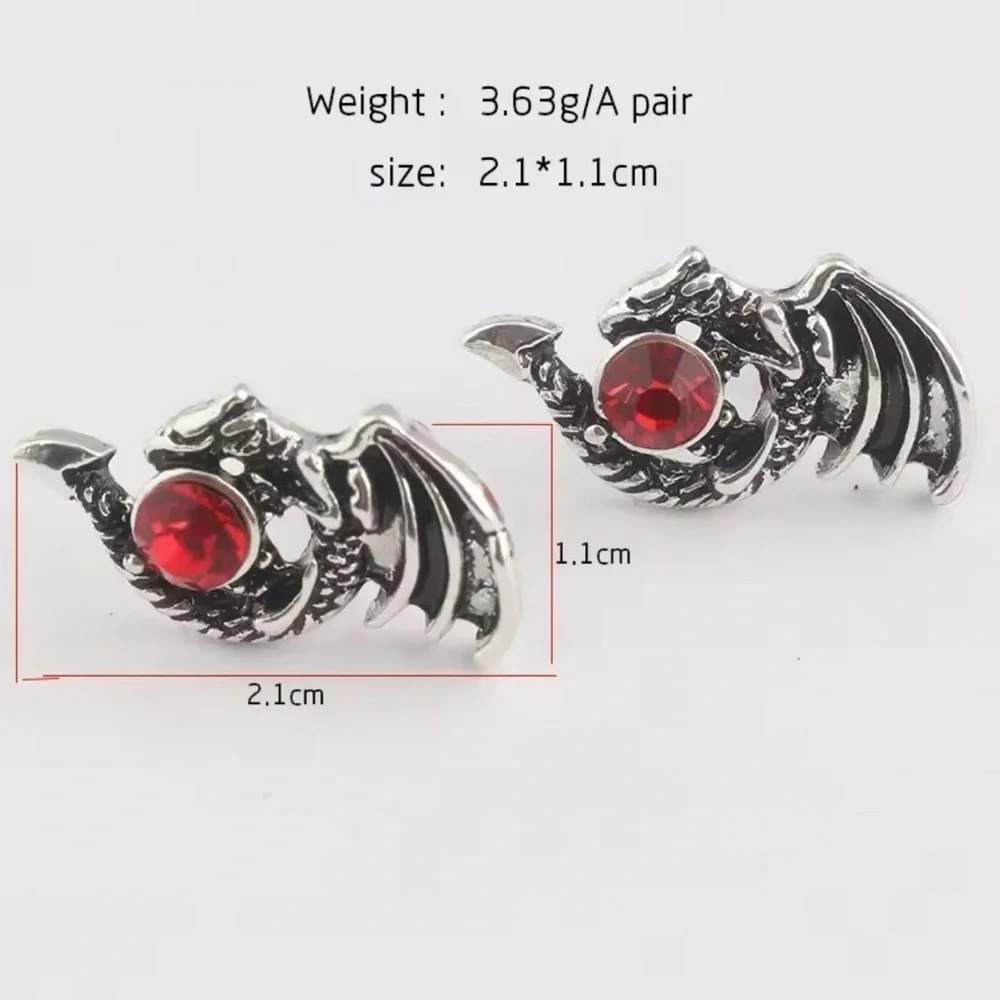 925 Sterling Silver Game Of Thrones Inspired Dragon Earrings with Ruby Spindle